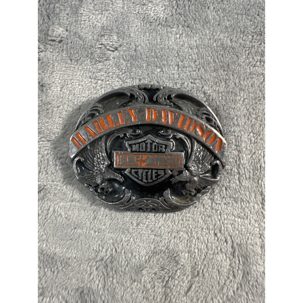 Vintage Harley Davidson Eagle Belt Buckle Harmony Design USA Biker Orange N-83